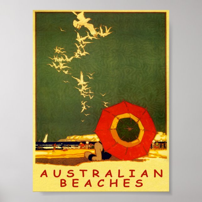 Poster Australia Beaches Vintage Travel (Frente)
