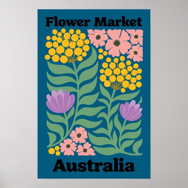 Poster Australia Flower Market Golden Wattle Pink Blossom (Frente)