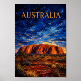 Poster Australia: Mystic Night Uluru Art Souvenir