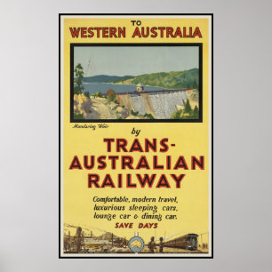 Poster Austrália Ocidental pela estrada de ferro do