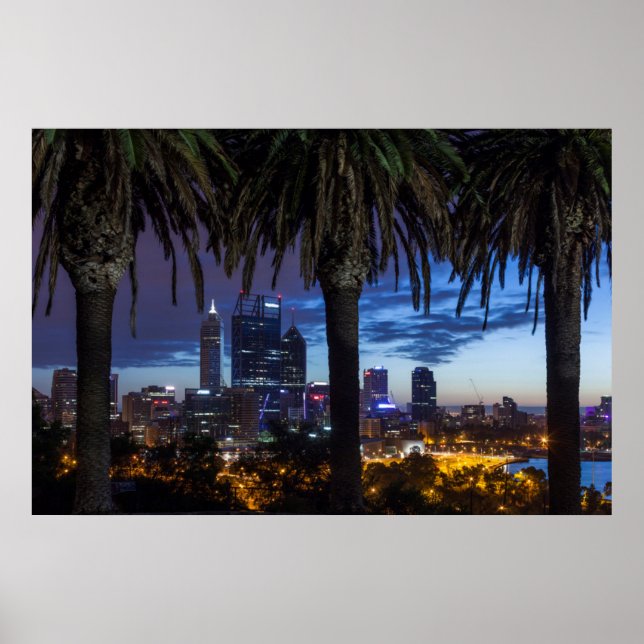 Poster Austrália, Perth, panorama da cidade a partir do K (Frente)