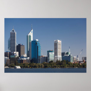 Pôster Austrália, Perth, panorama da cidade a partir do r