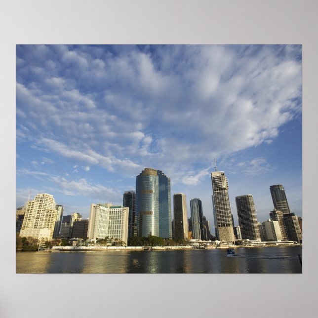 Pôster Austrália, Queensland, Brisbane, arranha-céus e (Frente)