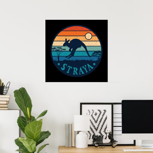Poster Austrália Straya Retro Vintage Kangaroo Aussie (Escritório em casa)