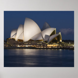 Poster Austrália, Sydney. Casa da Ópera à noite na