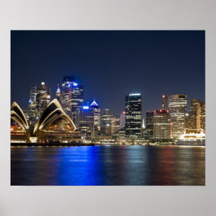 Poster Austrália, Sydney. Horizonte com Casa da Ópera vis