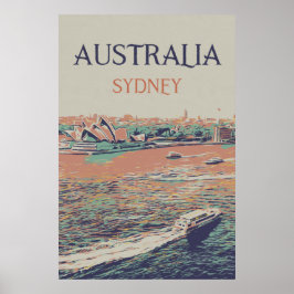 Poster Austrália, Sydney, vista da cidade e casa de ópera
