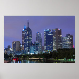 Pôster Austrália, Vitória, Melbourne, horizonte ao longo