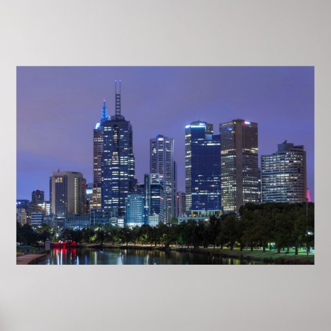 Pôster Austrália, Vitória, Melbourne, horizonte ao longo (Frente)