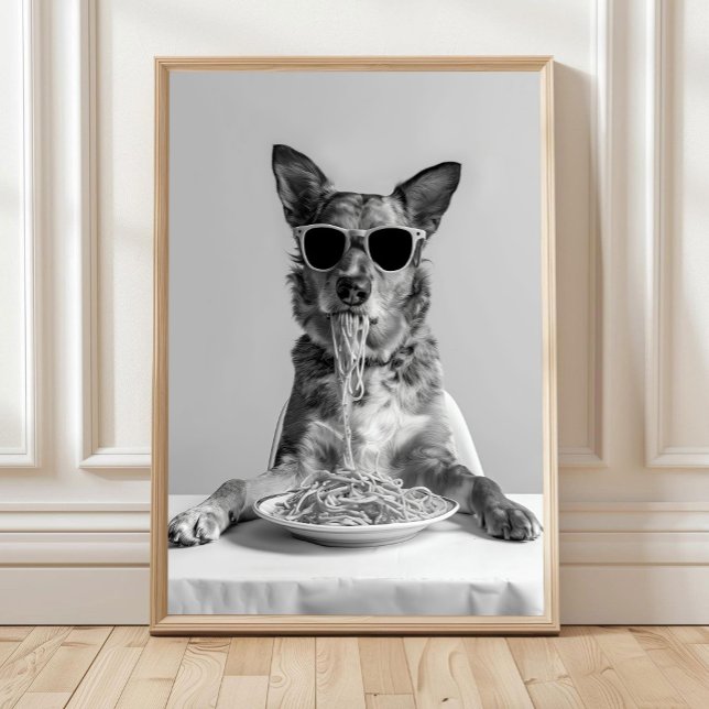 Poster Australian Cattle Dog Eating Pasta Print: Spaghett (Criador carregado)