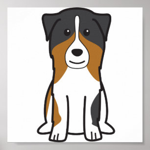 Pôster Australian Shepherd Dog Cartoon