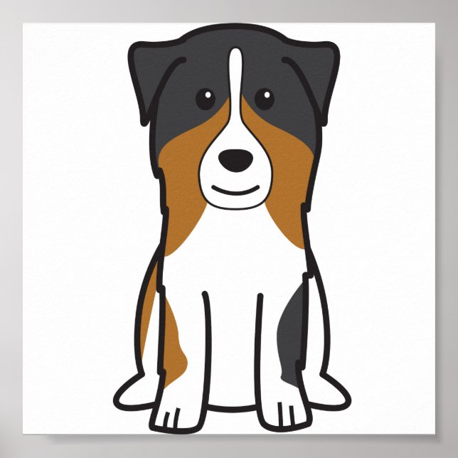 Pôster Australian Shepherd Dog Cartoon (Frente)