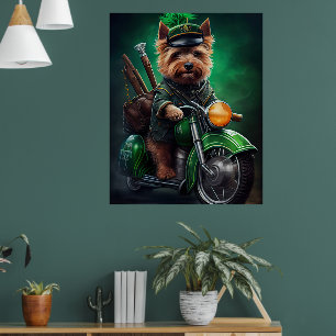 Poster Australian Terrier andando de bicicleta no Dia de