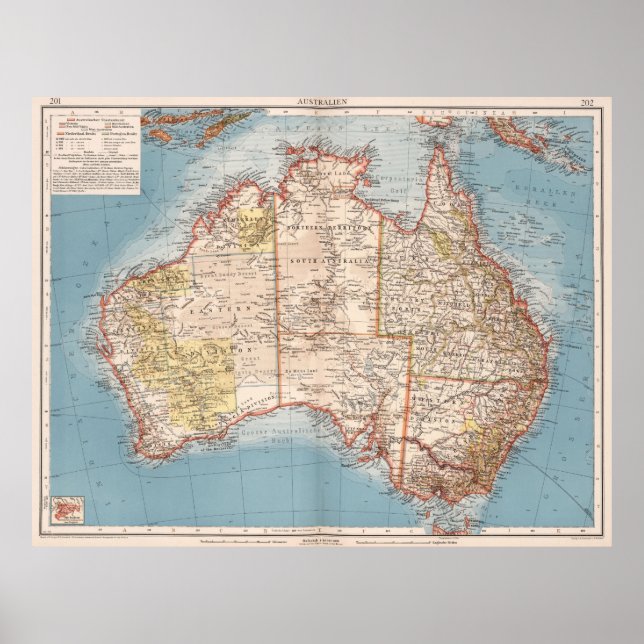 Poster Australian Topography Map (1905) (Frente)