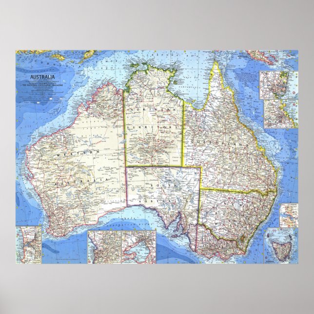 Poster "Australiano: 1963/heute - Detaillierte Karte ... (Frente)