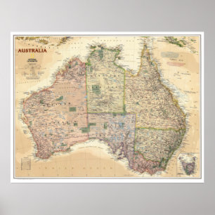 Poster "Australiano: 2009/heute - Estilo Retro Landkarte 