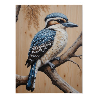 Pôster Australiano Blue Kookaburra em uma Arte de Vida Se