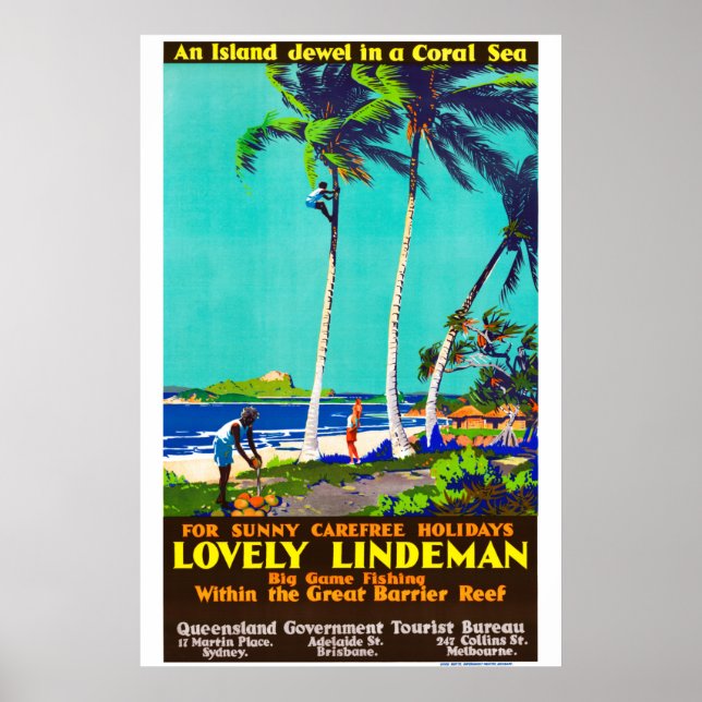 Poster australiano Lindeman Island Vintage (Frente)