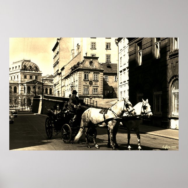 Poster Áustria Antiga Viena Dreimaderlhaus Fiaker (Frente)