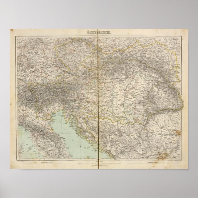 Pôster Austria Atlas Map (Frente)