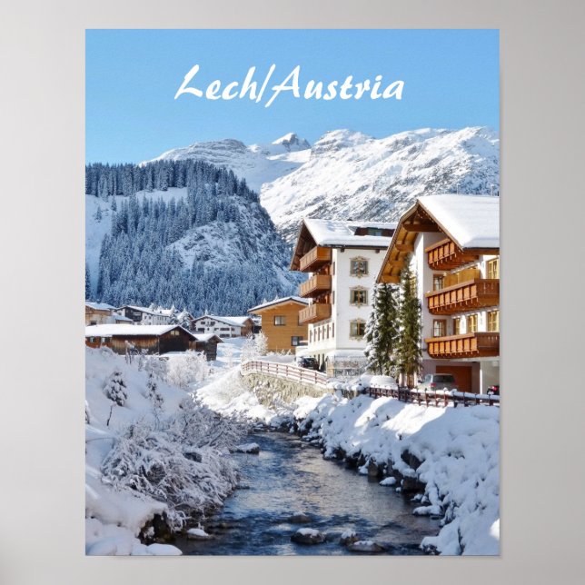 Poster Áustria Lech am Arlberg no inverno (Frente)