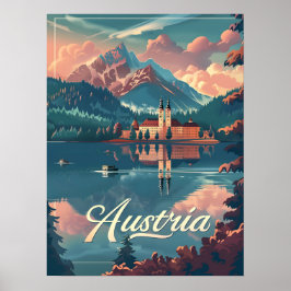 Poster Áustria Serenidade: Montanha Lakeside