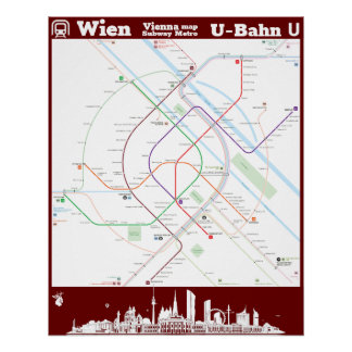 Pôster “Áustria: Viena subterrâneo SUBWAYmap…