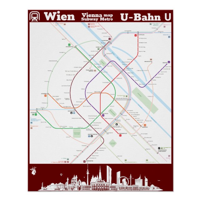 Pôster “Áustria: Viena subterrâneo SUBWAYmap… (Frente)