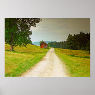 Poster Austria wooden hut and path