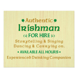 Pôster Autêntico Irlandês Para Aluguer Engraçado