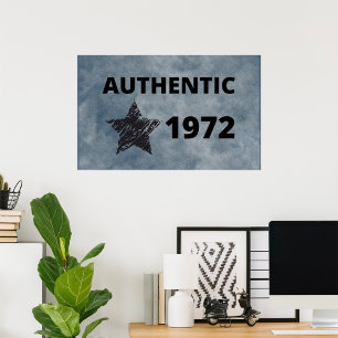 Poster Authentic 1972 Vintage Star Retro Birthday Design