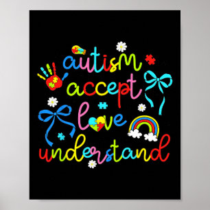 Poster Autism Accept Love Entender o Retro do Arco Coquet