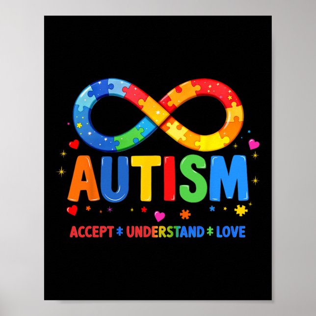 Poster Autism Awareness Accept Understand Love Asd Suppor (Frente)