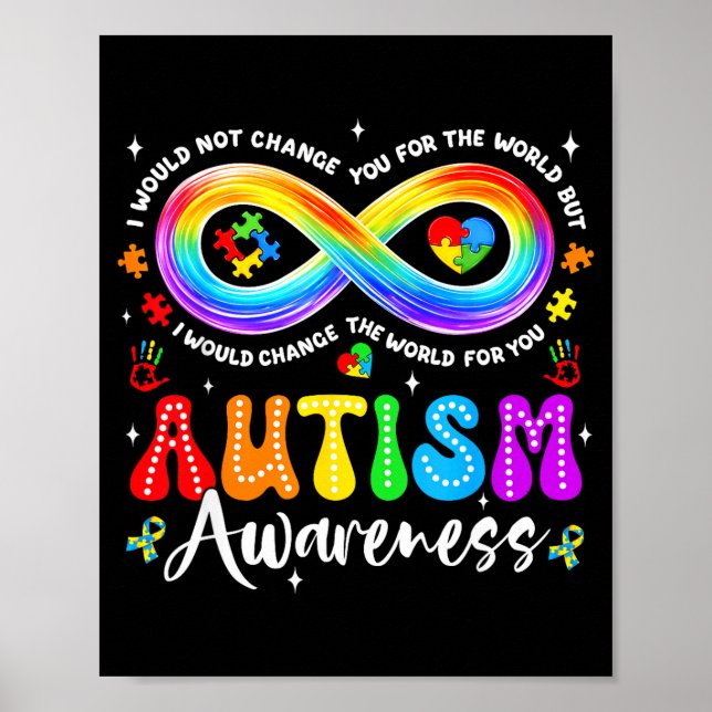 Poster Autism Awareness Acceptance Rainbow Infinity Symbo (Frente)
