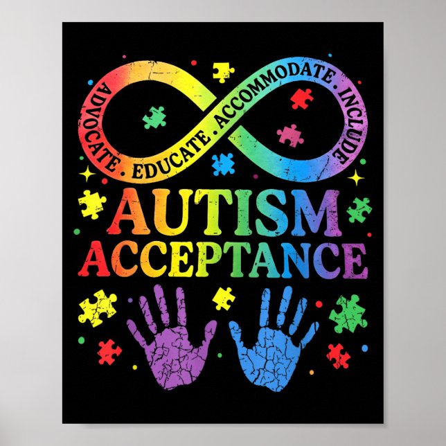 Poster Autism Awareness Acceptance Shirt Infinity Symbol (Frente)