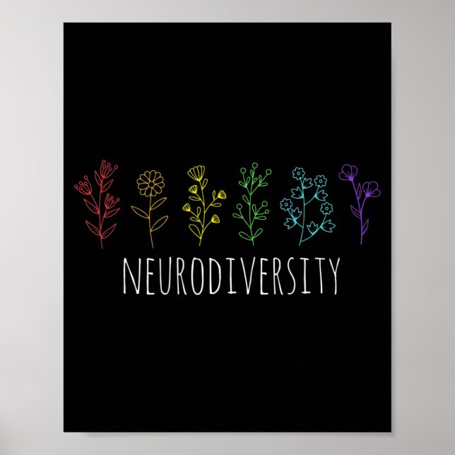Poster Autism Awareness Autistic Pride Rainbow Neurodiver (Frente)