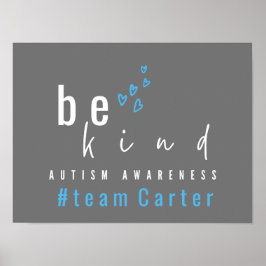 Poster autism awareness be kind blue modern team name