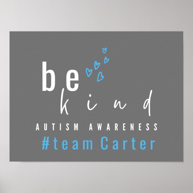 Poster autism awareness be kind blue modern team name   (Frente)