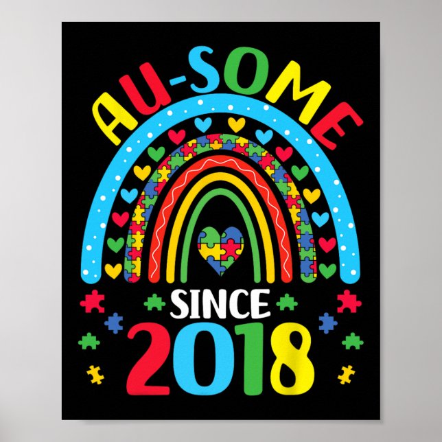 Poster Autism Awareness Birthday 6 Year Old Boys Girls Ki (Frente)