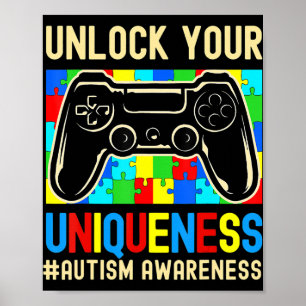 Poster Autism Awareness Boys Girls Video Game Controller 