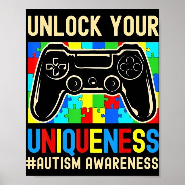 Poster Autism Awareness Boys Girls Video Game Controller  (Frente)
