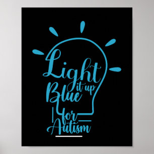 Poster Autism Awareness Month Support Light It Up Blue