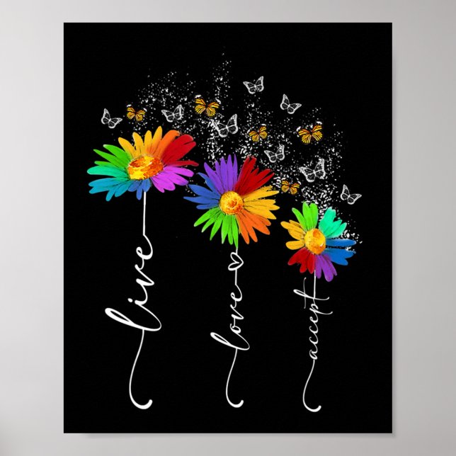 Poster Autism Awareness Shirt Live Love Accept Autism Flo (Frente)