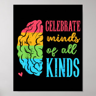 Poster Autism Brain Celebrate Minds All Kinds Aware Men W