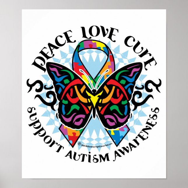 Poster Autism Butterfly Tribal 2 (Frente)