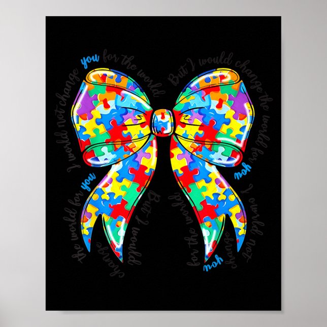 Poster Autism Coquette Bow Puzzle Autism Awareness Proud  (Frente)