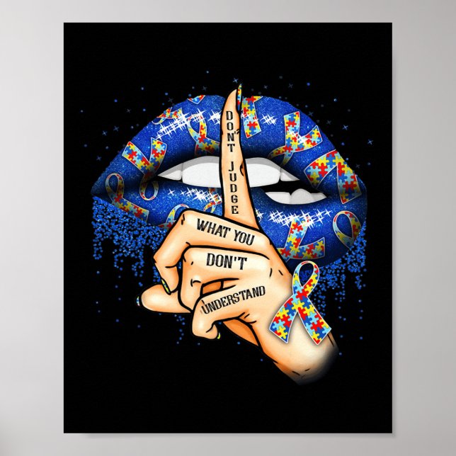 Poster Autism Lips Autism Mom  (Frente)
