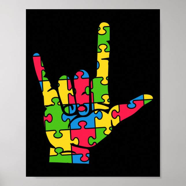 Poster Autism Love Sign Language (Frente)