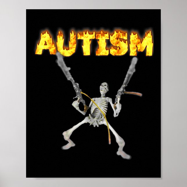 Poster Autism Skeleton Engraçado Memória De Tanque Especí (Frente)