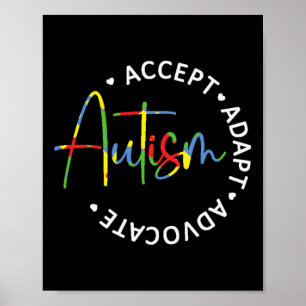 Poster Autismo Accept Adaptar Advocate Leve Longa